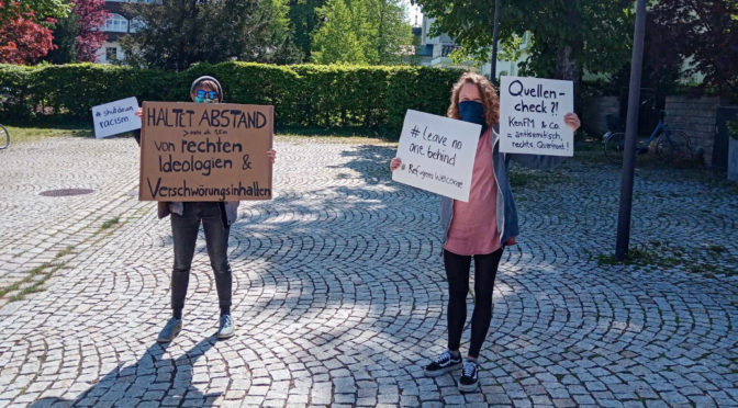 Bereits im Mai demonstrierten Antifaschist*innen in Lindenberg gegen Rechte, die das Corona-Thema für sich entdeckt hatten.