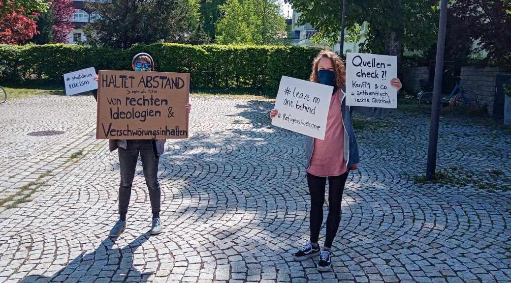 Bereits im Mai demonstrierten Antifaschist*innen in Lindenberg gegen Rechte, die das Corona-Thema für sich entdeckt hatten.