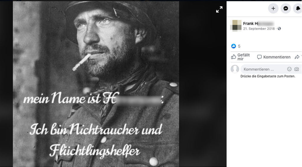 Frank H. teilt das Bild eines Wehrmachtssoldaten im zweiten Weltkrieg und versieht dies mit seinem Namen.