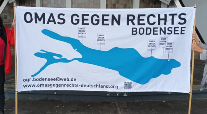 Omas protestieren gegen Verschwörungsideologen Daniele Ganser in Owingen